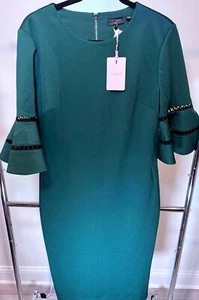 Abito Ted Baker London verde con maniche arricciate TAGLIA 5 - Foto 1 di 4