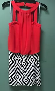 BISOU BISOU COOLSOMMER NECKHOLDER MINIKLEID ELASTHAN, VISKOSE, CHIFFON, ROT, WEISS, SCHWARZ - Bild 1 von 5
