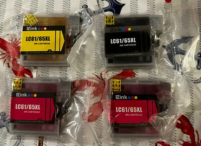 EZ Ink 4 Count Color Ink Bundle for Brother LC61/65XL  Black, Yellow and Magenta - Image 1 of 2