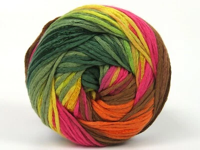 Summertime Color Pink Green + 82118 Ice Yarns DK Cotton Ribbon Yarn 100gr 273yd - Image 1 of 4