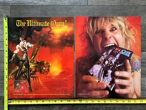 Lote de 2 piezas de anuncios de OZZY OSBOURNE The Ultimate Sin Album Ultimate Ozzy VHS 1986 - Imagen 1 de 1