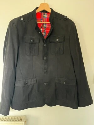Camberry London Jacket Mens Large Black Military Utility Mod Camden Check Lined - Image 1 of 4