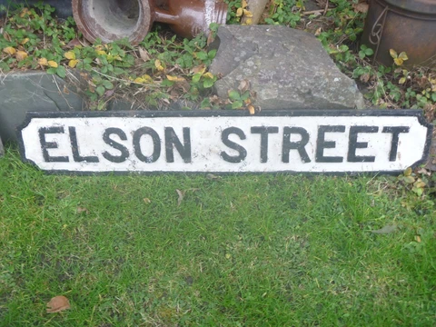 Victorian Cast Iron Street Name Sign "ELSON STREET “...Display,Man cave,Prop,? Cover