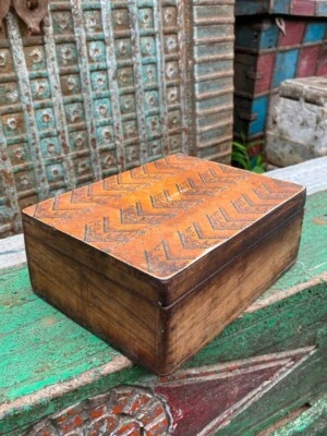 Ancient Old Wooden Hand Crafted Beautiful Indian Kitchen Used Spices Box - Image 1 of 4