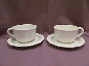2 tazas/tazas y platillos de café blancos Pfaltzgraff Heritage 2 1/2" planos usados en excelente estado - Imagen 1 de 3