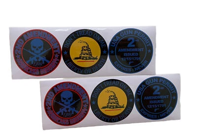 2nd Amendment Don’t Tread On Me Stickers S&W Sig Sauer Ruger Colt Gun Permit .38 - Image 1 of 3