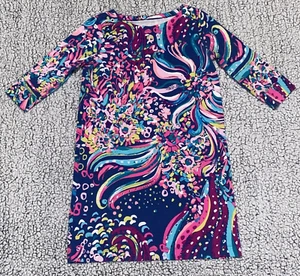 Lilly Pulitzer Girls' XL 12-14 Abstract Floral Colorful 3/4 Sleeve Dress - Picture 1 of 7