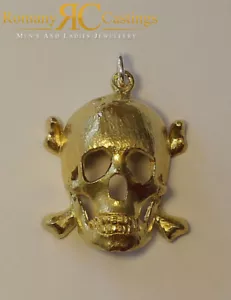 9 kt großer Gelbgold Totenkopf & Kreuz Knochen Anhänger 21 g 50 x 35 mm komplett gepunzt - Bild 1 von 1