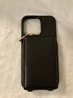 Black Faux Leather Phone Case w Attached Card Holder
