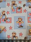 Raggedy Andy Stars Blue Gingham Check Cotton Fabric TM S&S Half Yard