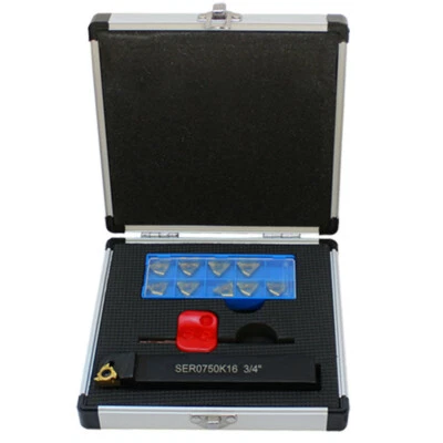 12 Pcs 3/4'' Indexable Threading Tool Holder Carbide Inserts Set Turning Lathe - Image 1 of 4