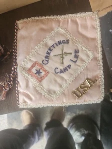 Camp Lee Hankerchief Case With 48 Star Flag. Silk With Box From Earle Store - Picture 1 of 13