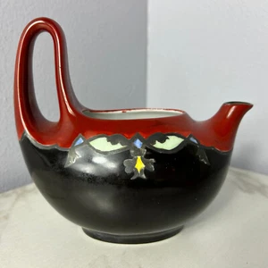 Gouda Holland 6" Krug bunt unsigniert Art Deco schwarz roter Griff - Bild 1 von 8