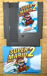 Super Mario Bros. 2 NES Cart and Manual OVAL Seal Set Nintendo 1988 TESTED! NICE - Picture 1 of 23