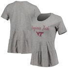 Women's Gray Virginia Tech Hokies Willow Ruffle-Bottom T-Shirt