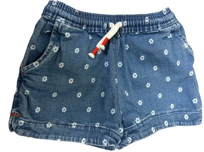 Девочки мини Boden синий джинсовой ткани цветочный шорты с сердцем карманы, размер 6Y - Изображение 1 из 3
