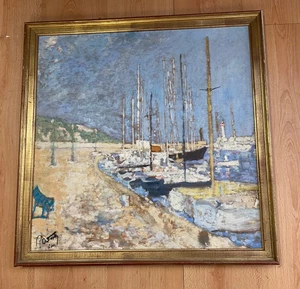 CHIN PORT OIL PAINTING SIGNED RENE AUTERBE ON FRAMED PANEL - Picture 1 of 10