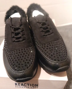 Kenneth Cole Reaction Cari Faux Fur Jewel Jogger Sneaker schwarz Größe 7 - Bild 1 von 14