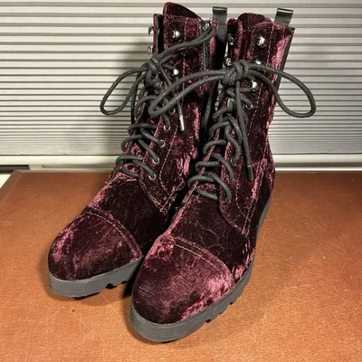 Botas de Combate DONALD J PLINER Camren Para Mujer Talla 8.5M Púrpura Terciopelo Cremallera Lateral BONITAS Foto 1 de 4