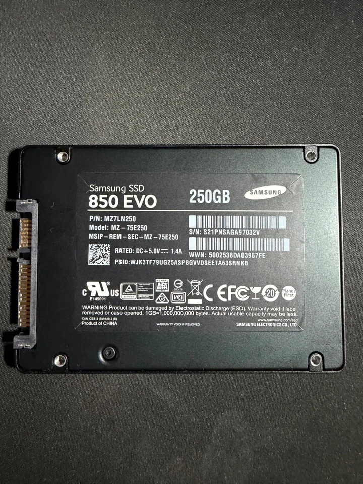 Samsung SSD 850 EVO 250GB – 2,5'' SATA – gebraucht – voll funktionsfähig - Bild 1 von 1
