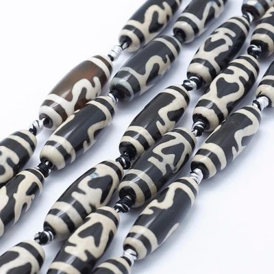 Treasure Form Dzi Beads, 30x10mm, Jewelry Making Projects 1/3/5 pcs - Image 1 of 2