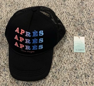 Carve Designs NWT Snap Back Trucker Hat Cap "Après" One Size Black Polyester - Picture 1 of 8