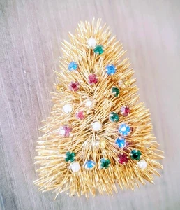 5 gemischte Weihnachts Pin Themen Weihnachtsstern Kristall Strass Emaille alle goldfarben - Bild 1 von 15