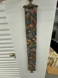 Vintage Needlepoint and Ornate Brass Bell Pull Brass - Picture 1 of 7