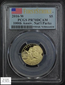 2016 W Proof $5 Five Dollar Gold 100th Anniv. National Parks PCGS PR 70 DCAM - Picture 1 of 5