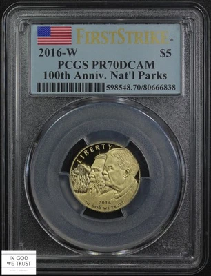 2016 W Proof $5 Five Dollar Gold 100th Anniv. National Parks PCGS PR 70 DCAM - Image 1 of 4