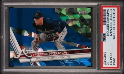2017 Topps Chrome Sapphire Freddie Freeman #244 PSA 10 GEM MT Braves - Image 1 of 2