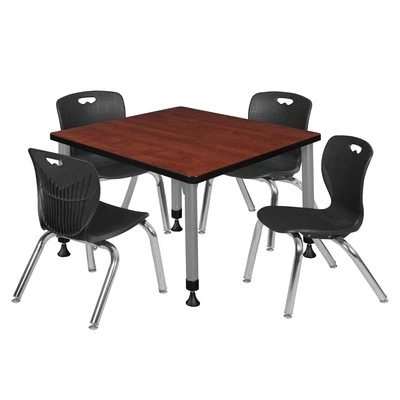 Regency Kee 30 in. Square Adjustable Classroom Table & 4 Andy 12 in. Stack - Image 1 of 4