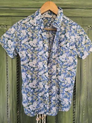 Camisa con botones Janie And Jack floral azul y amarillo para niños talla 12 Foto 1 de 4