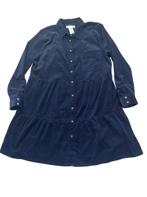 Nuevo Vestido Loft Azul Marino Pana Con Botones Manga Larga Talla XXL Foto 1 de 4