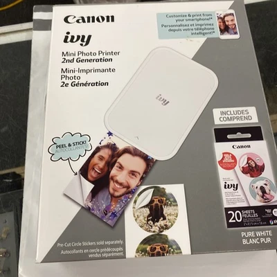 Canon IVY Mini 2nd Gen Photo Printer Pure White 5452C033 New - Image 1 of 4