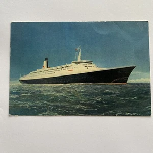 Cunard R.M.S.QE 2 Steam Ship Postcard Posted On Maiden Voyage @High Seas VTG - Picture 1 of 2