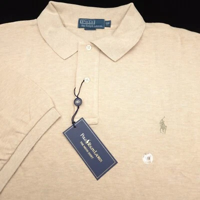 POLO RALPH LAUREN SHIRT -3XB BIG TAN KHAKI HEATHER MESH PIQUE GREEN PONY GOLF - Image 1 of 4