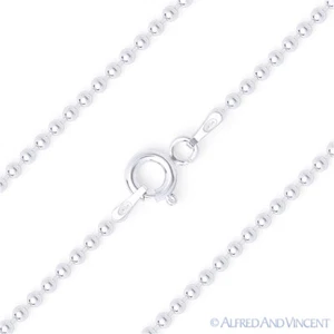 Collar de cadena italiana con eslabón de cuentas pulidas de 1,5 mm .925 Italia plata esterlina - Imagen 1 de 2