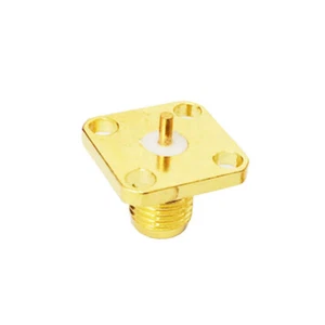 RF SMA Female Chassis Panel Mount 4-Hole Flange RF Connecto Adapter Plug - Zdjęcie 1 z 2
