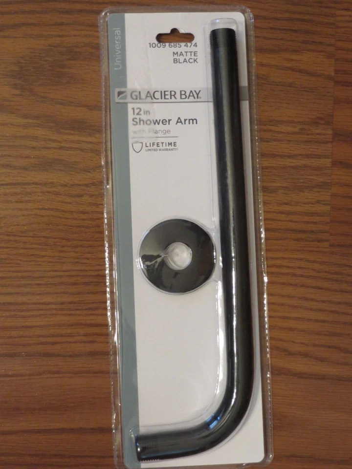 GLACIER BAY 12" SHOWER ARM W/ FLANGE UNIVERSAL 1009-685-474 BLACK 3075-507-GBMB