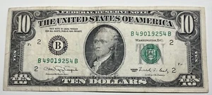 1990 $10 Ten Dollar Bill Federal Reserve Note New York Vintage Old Currency - Picture 1 of 6