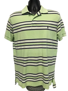 Polo Ralph Lauren Short Sleeve Polo Men's M Green White Blue White Striped - Picture 1 of 4