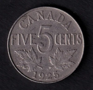 Canada 1925 5c Five Cent Nickel Coin King George V VF Very Fine #1 - Foto 1 di 2
