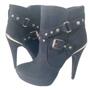 G by Guess Womens Deeka Fabric Almond Toe Mid-Calf, Black Fabric, Size 8.5 NIB - Picture 1 of 10