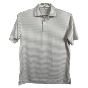 Peter Millar Summer Comfort M Pink White Striped Polo Golf Short Sleeve Shirt - Picture 1 of 6