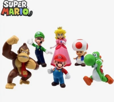 Super Mario Figuren 6.Stück Action Set Spielfiguren - Luigi Toad Yoshi Peach PVC - Bild 1 von 4