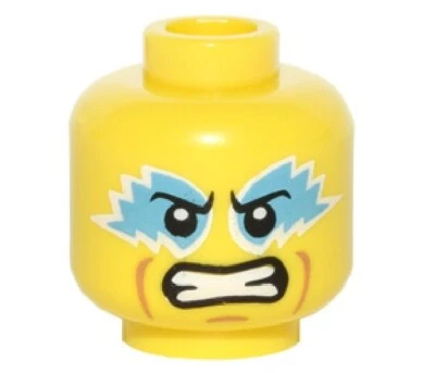LEGO Nueva Minifigura Amarilla Cabeza Azul Azul Ojo Pintura Dientes Lucha D203 Foto 1 de 2