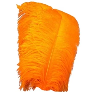 Ostrich feathers, 3 pieces orange length 45-50cm for hair optional wedding - Picture 1 of 2