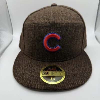 New Era 59Fifty Chicago Cubs Split Panel Brown Hemp Fitted Hat Size 7 1/8 - Image 1 of 4