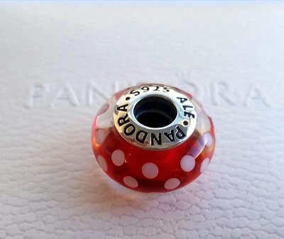 Nuevo Pandora Auténtico Disney Minnie Mouse Lunares Murano Dije Foto 1 de 4